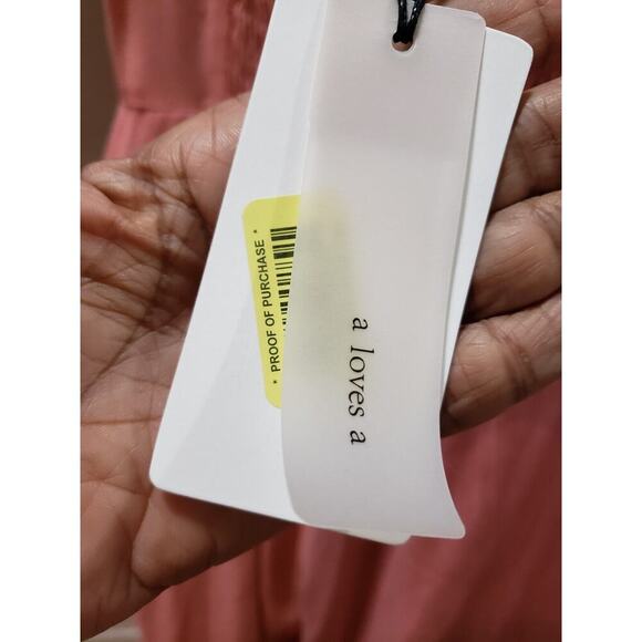 A Loves A Womens Pink Backless Ruched Wide Strap Lace Up V Neck Jumpsuit Size XS - Picture 10 of 16